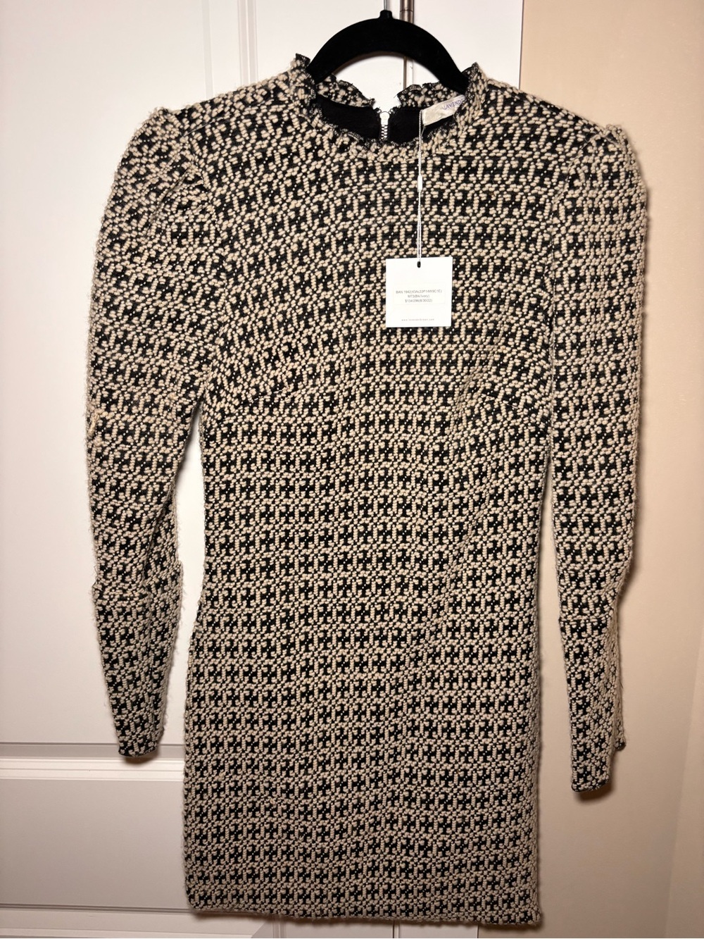 Lavender Brown Black and Cream Long Sleeve Knit Dress
